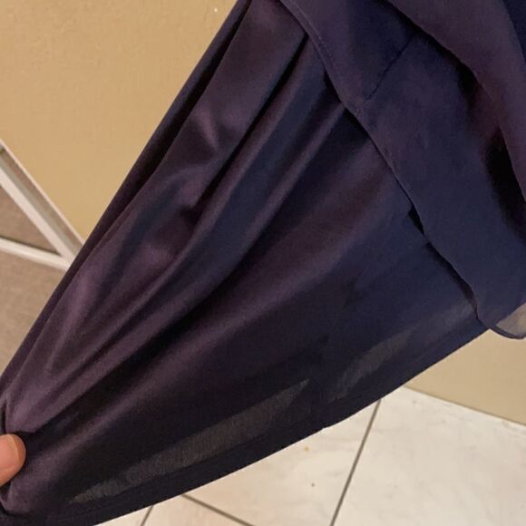 Express navy blue and neon yellow sheer skater dress XS - Picture 4 of 4